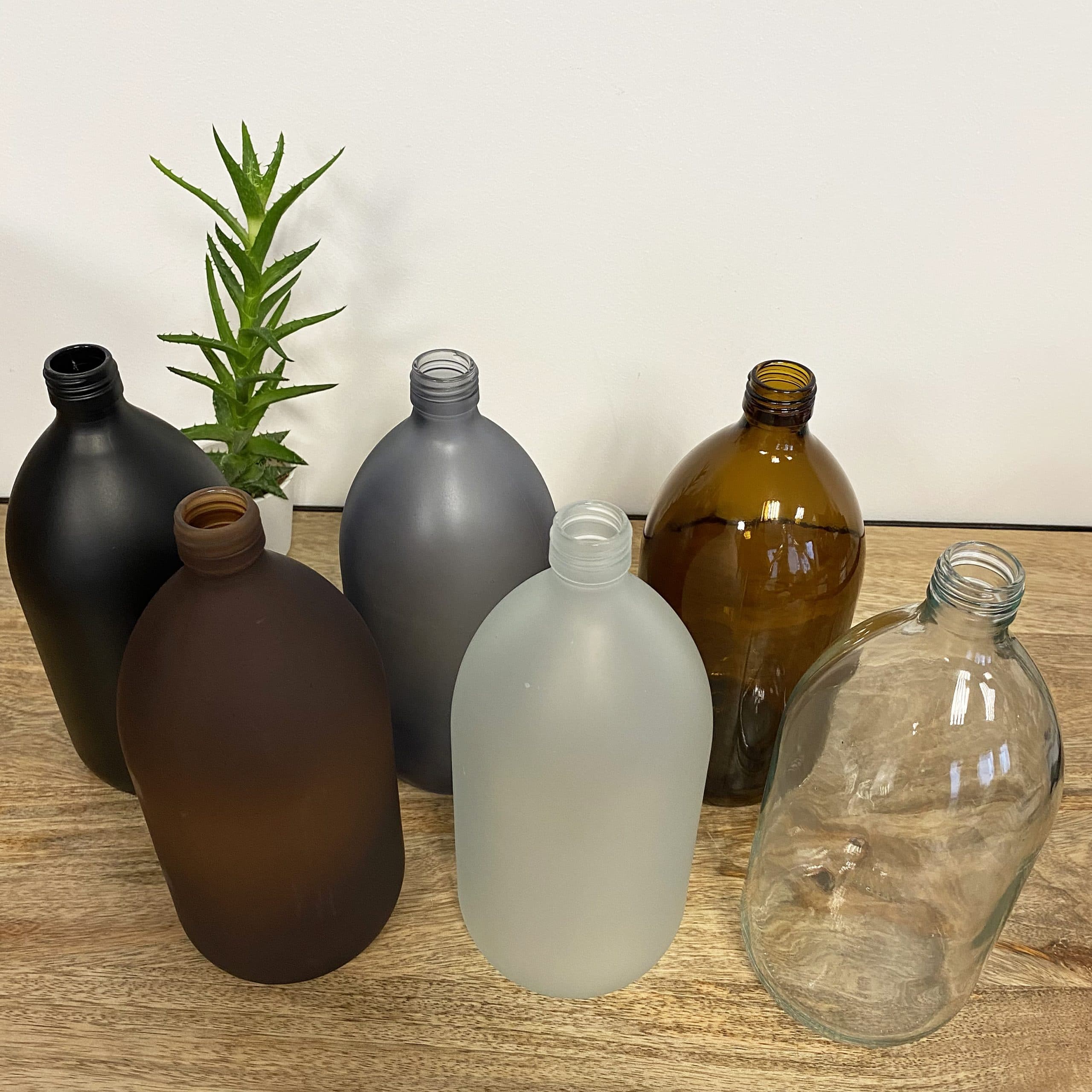 Flacon en verre d'1 L - 6 coloris au choix