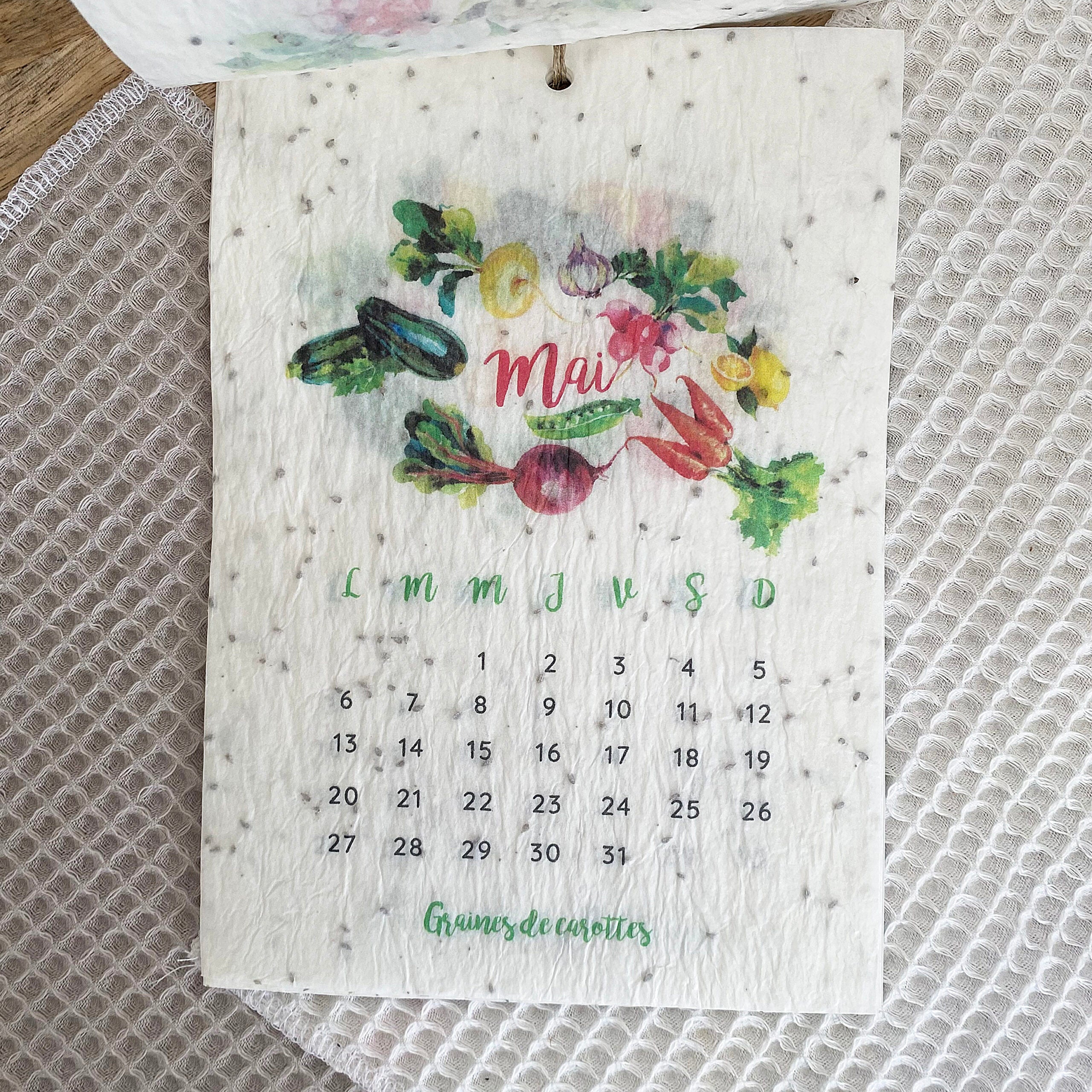 Calendrier ensemencé à planter 2024 Légumes - Format A6