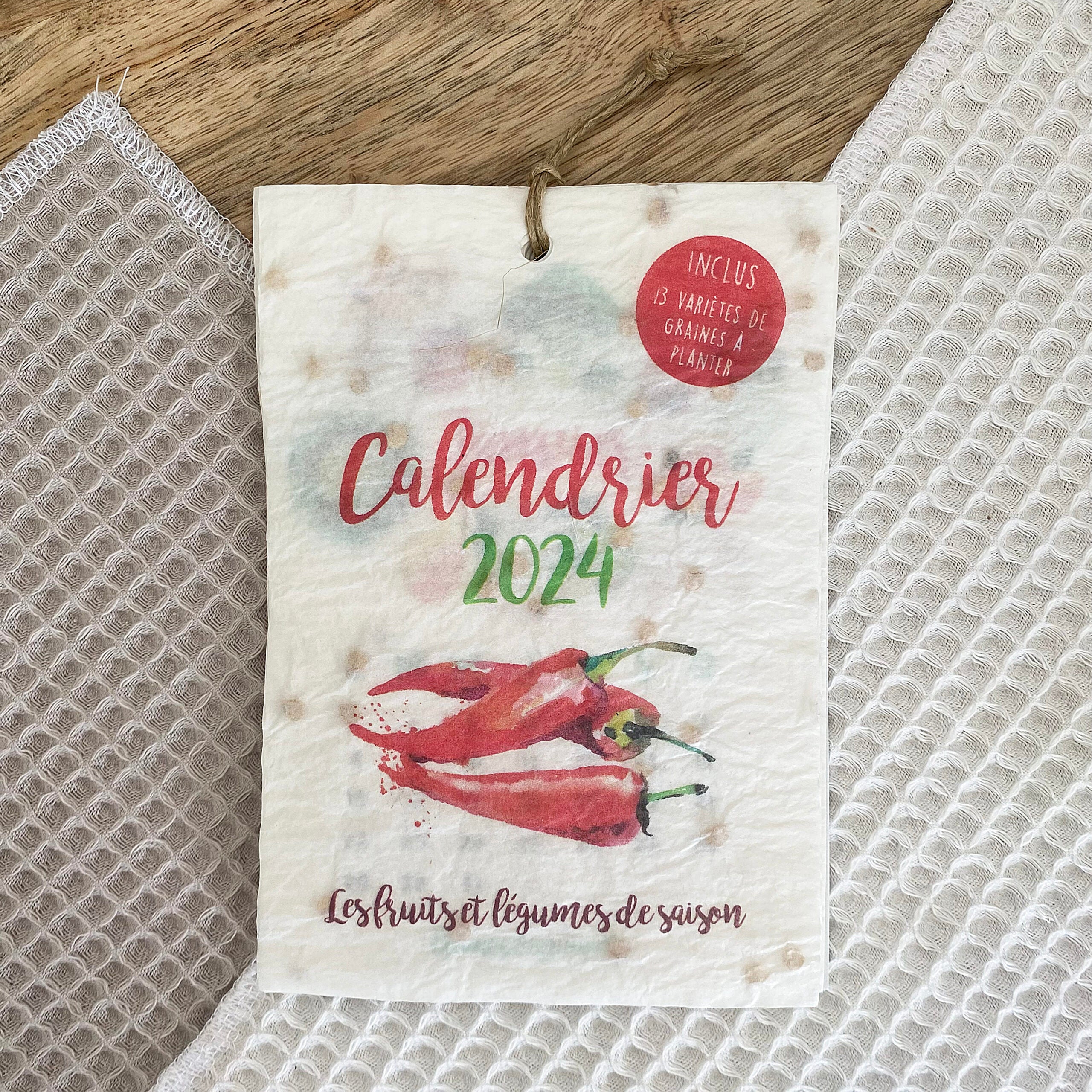 Calendrier ensemencé à planter 2024 Légumes - Format A6