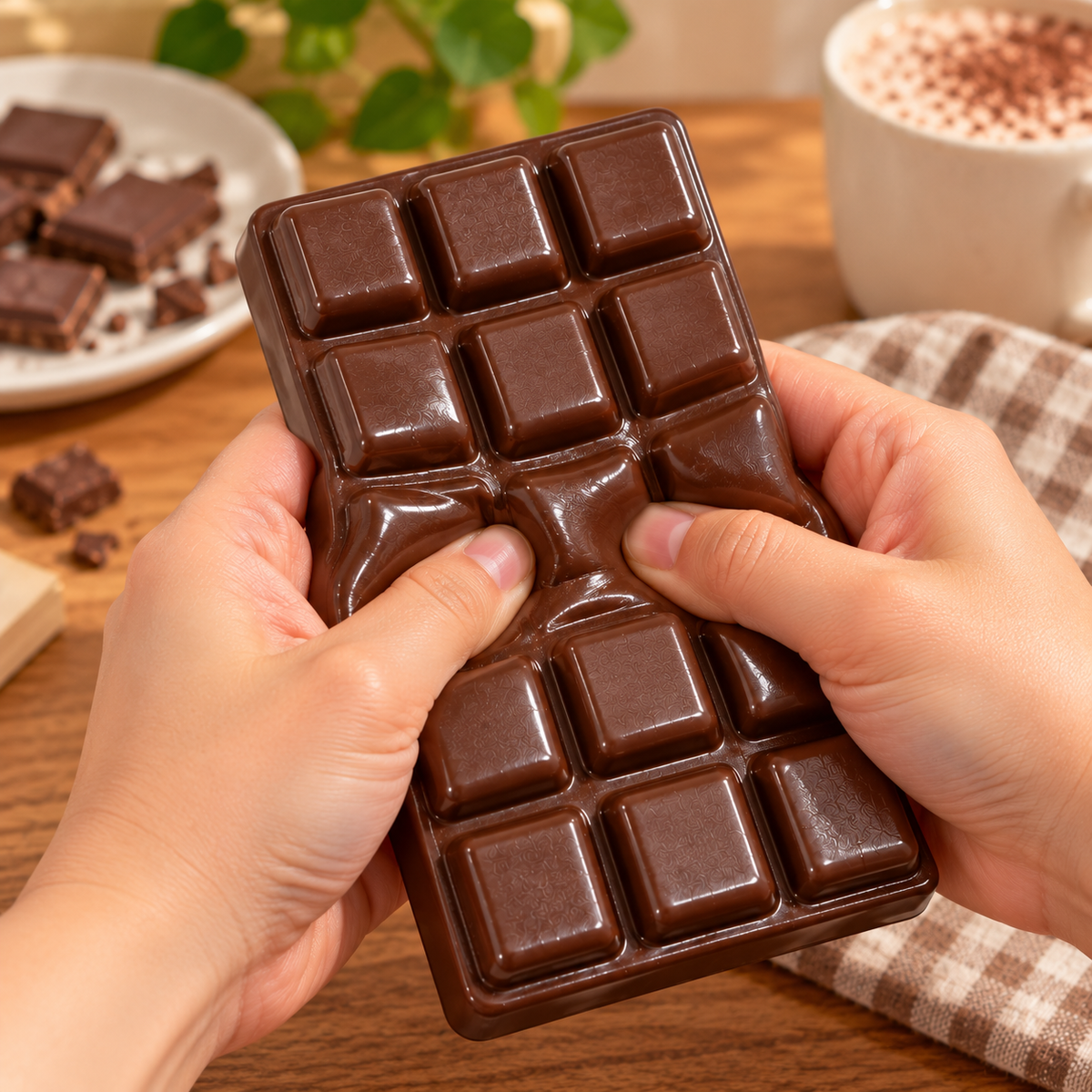Squishy tablette de chocolat noir - anti-stress à remontée lente