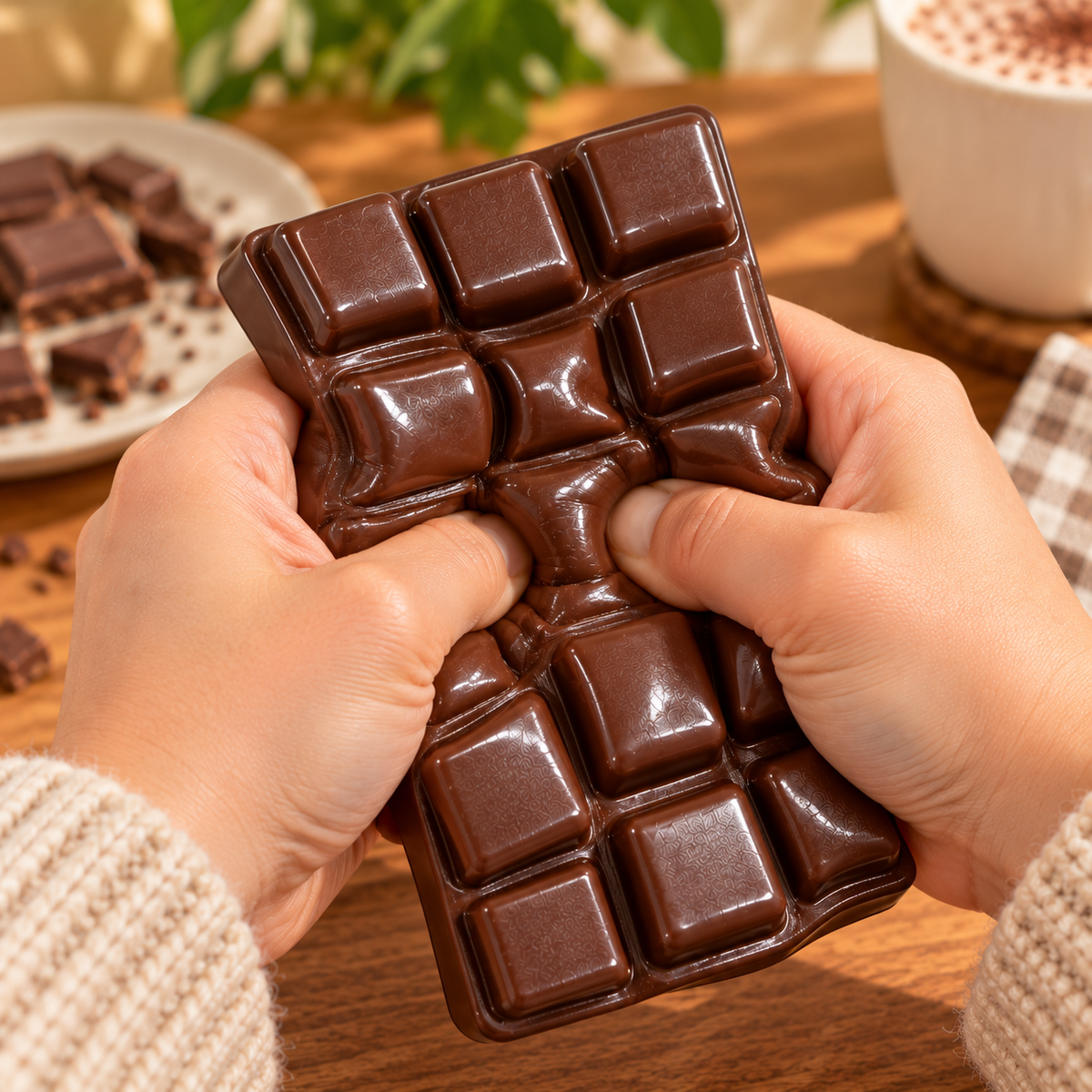 Squishy tablette de chocolat noir - anti-stress à remontée lente