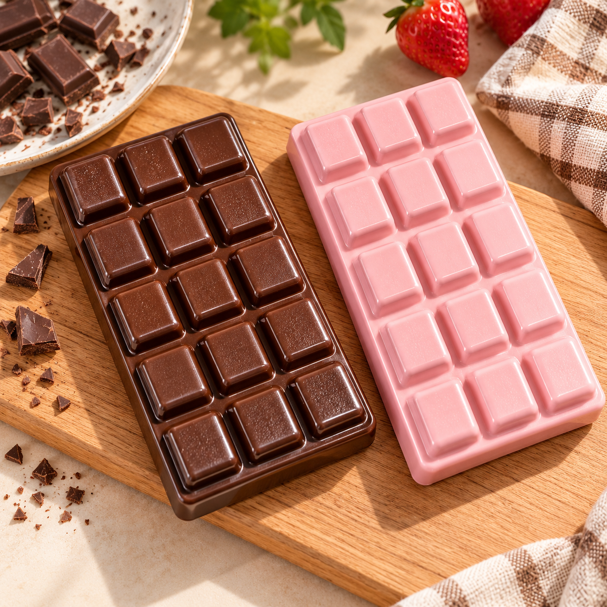 Squishy tablette de chocolat rose - anti-stress à remontée lente