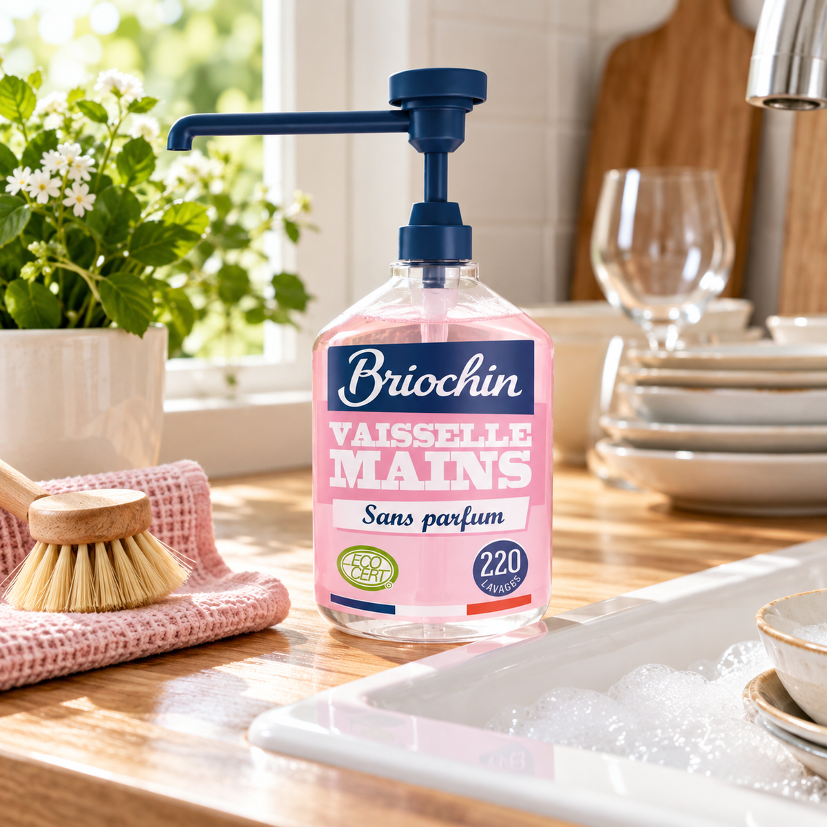 Liquide Vaisselle & Mains Peaux Sensibles – Briochin 500 ml