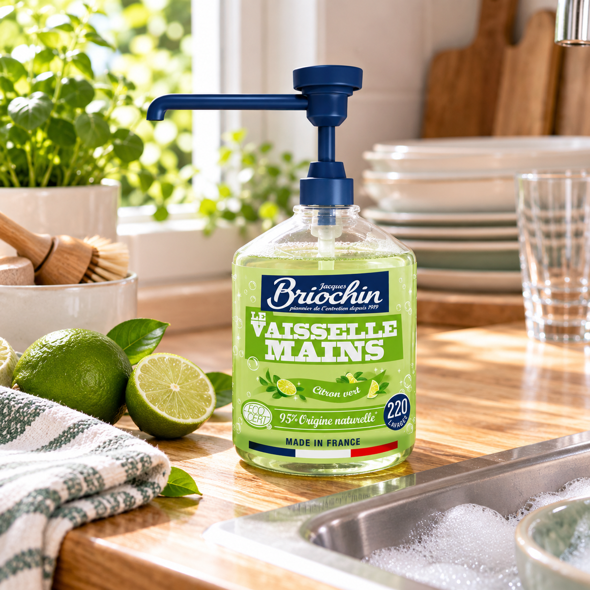 Liquide Vaisselle Mains au Citron Vert – Briochin 500 ml