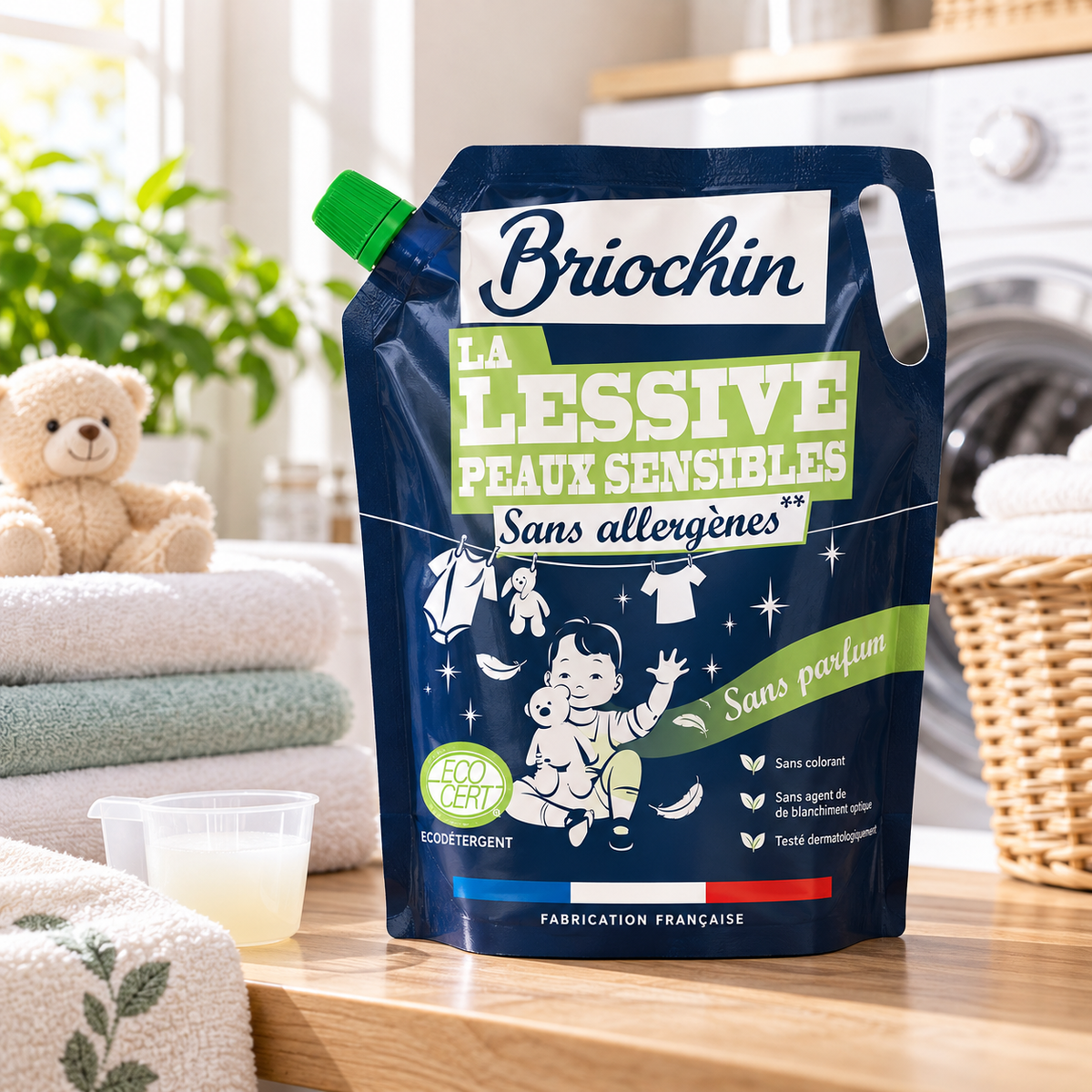 Recharge Lessive Liquide Peaux Sensibles Sans Parfum – 1,7 L BRIOCHIN