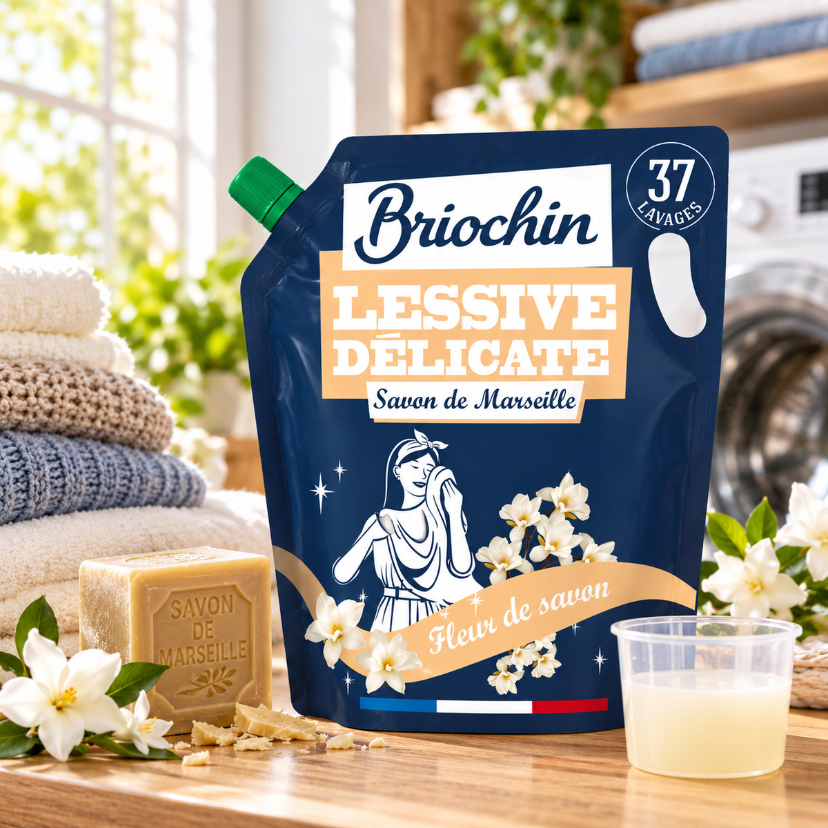 Recharge Lessive Liquide au Savon de Marseille – 1,7 L – 37 Lavages BRIOCHIN