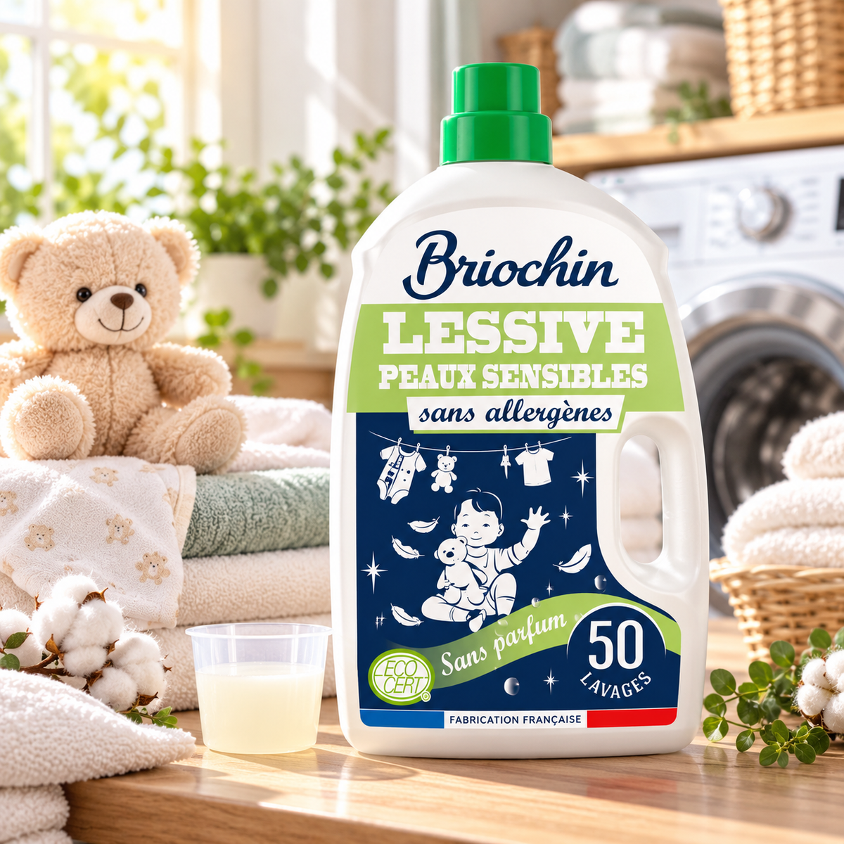 Lessive Liquide Peaux Sensibles Sans Parfum – 50 Lavages – 2,27 L BRIOCHIN