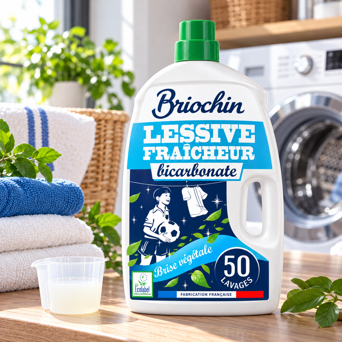 Lessive Liquide au Bicarbonate – 50 Lavages – 2,27 L BRIOCHIN