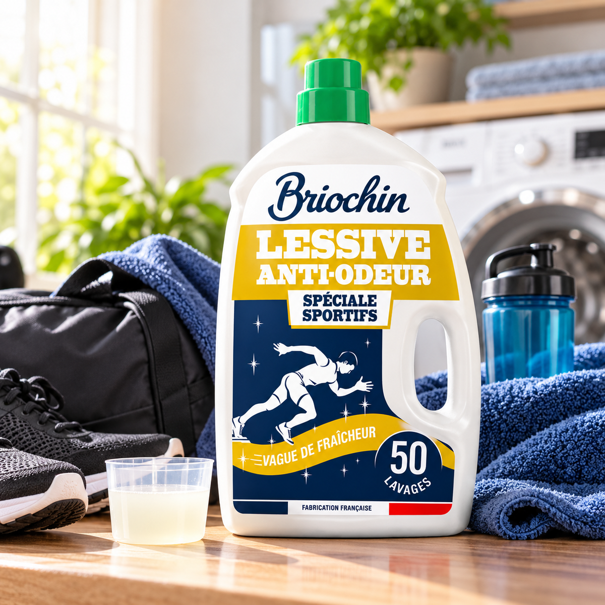Lessive Liquide Anti-Odeur Spéciale Sportifs au Bicarbonate – 50 Lavages – 2,27 L BRIOCHIN
