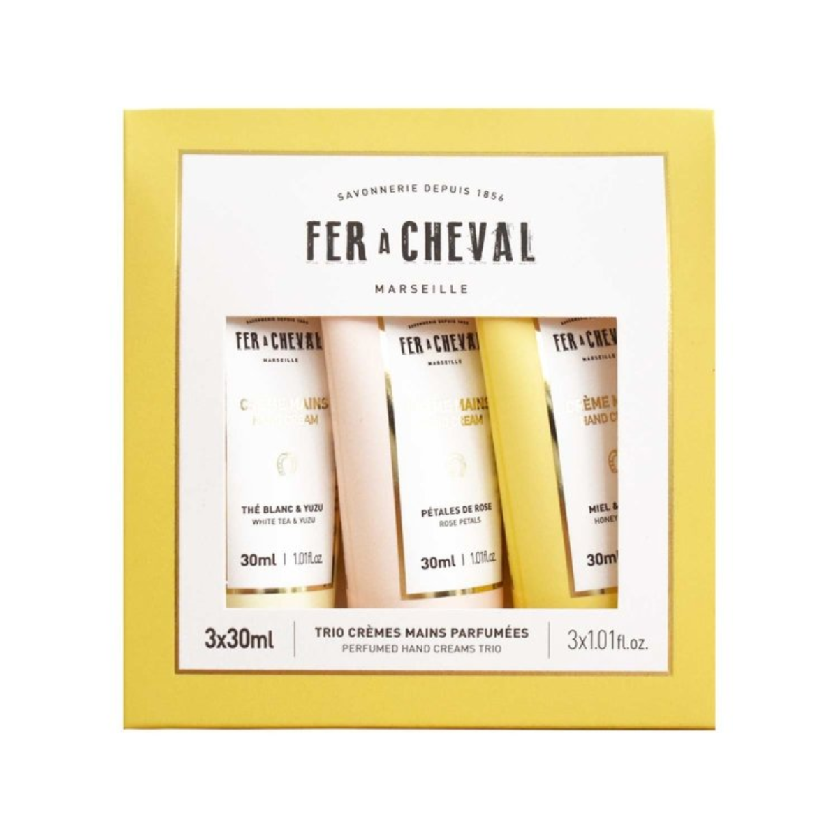 Coffret trio crèmes mains parfumées - Fer à cheval