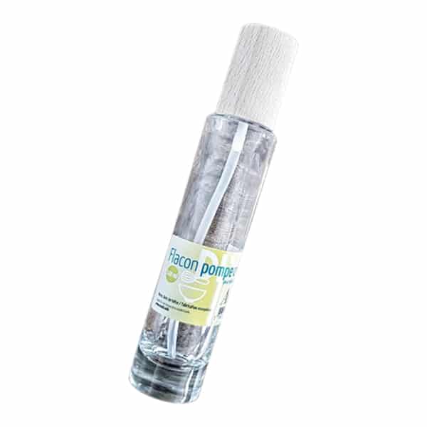 Flacon-pompe en verre + bouchon en hêtre 200ml