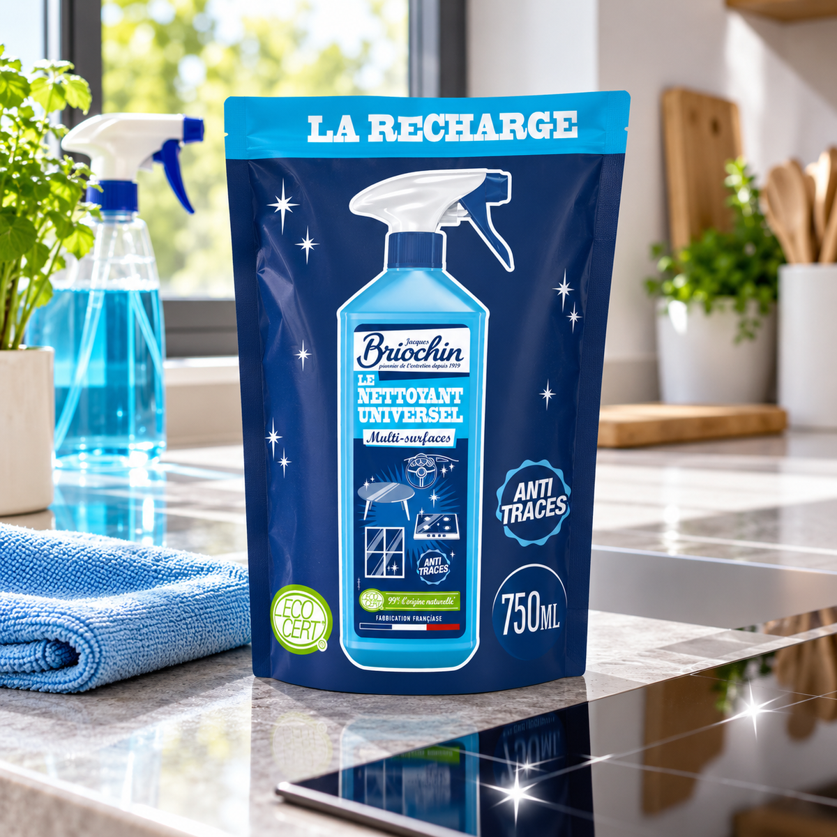 Recharge Nettoyant Universel Multi-Surfaces Anti-Traces – 750 ml BRIOCHIN