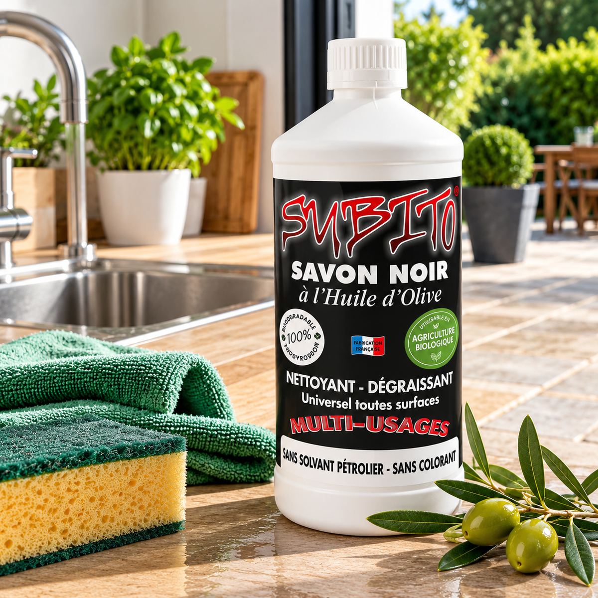Savon Noir à l'Huile d'Olive Subito – Nettoyant & Dégraissant Multifonctions – 1 L