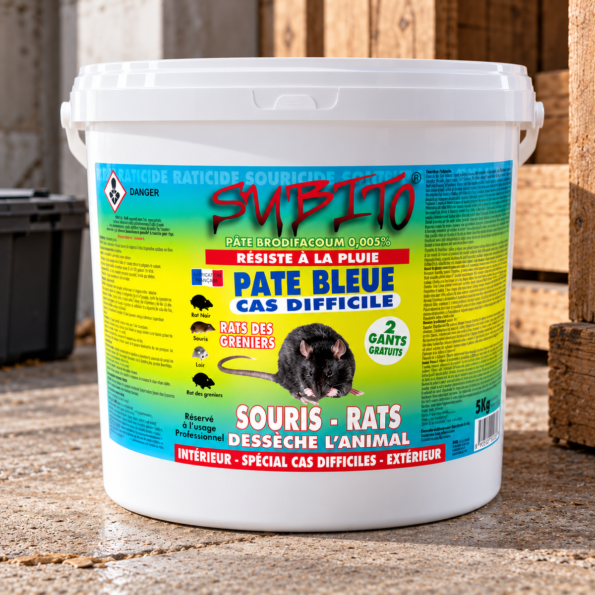 SUBITO FANGA B+ Pâte Bleue Raticide & Souricide – Seau 5 kg