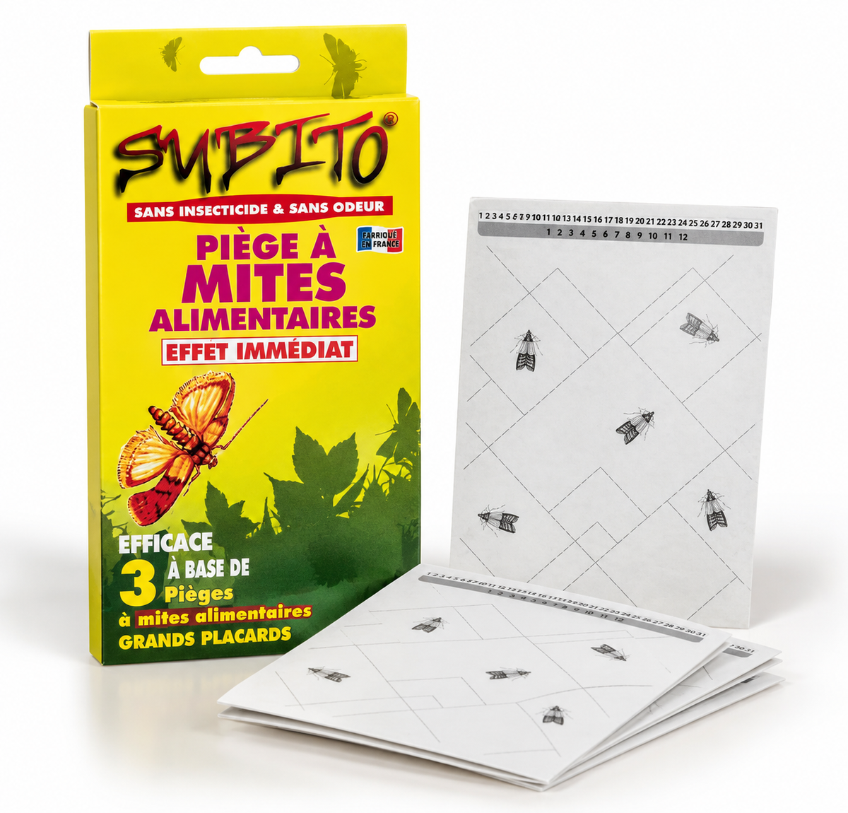Piège à mites alimentaires avec phéromones Subito – Lot de 3