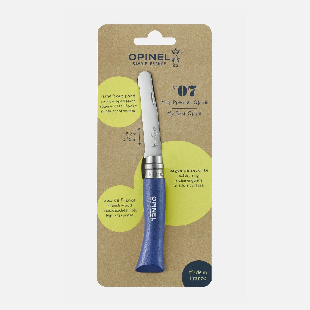 Mon Premier Opinel Bleu – Couteau pliant à bout rond
