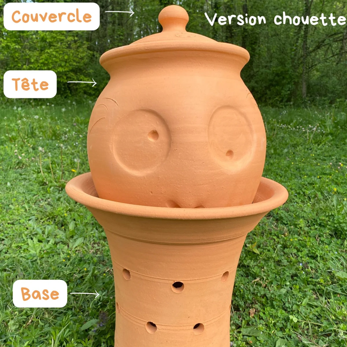 Base + tête + couvercle du lombricomposteur à étages (lisse ou motif)