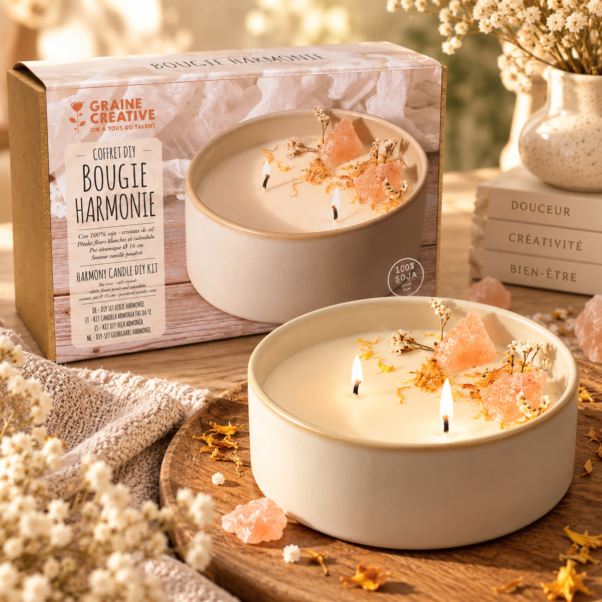 Kit DIY Bougie Harmonie – Créez votre bougie fleurie parfumée