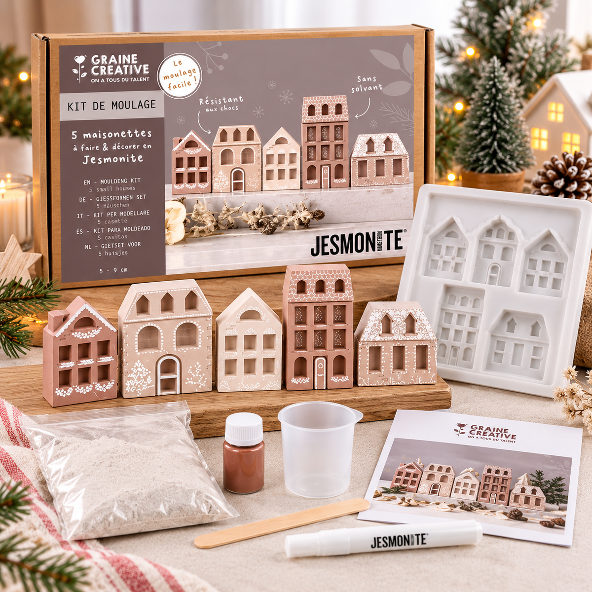 Kit Jesmonite Maisonnettes de Noël à mouler