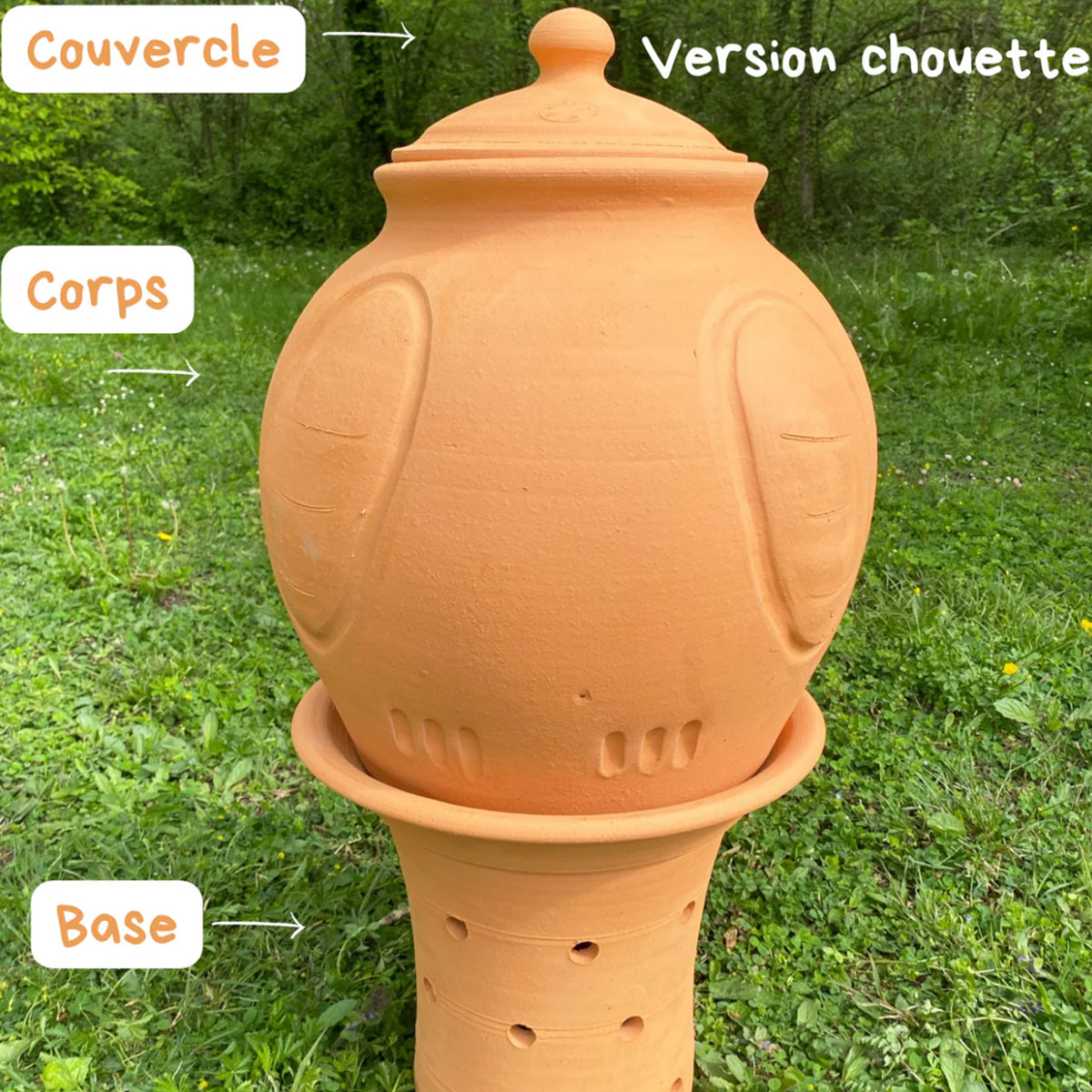 Base + corps + couvercle du lombricomposteur à étages (lisse ou motif)