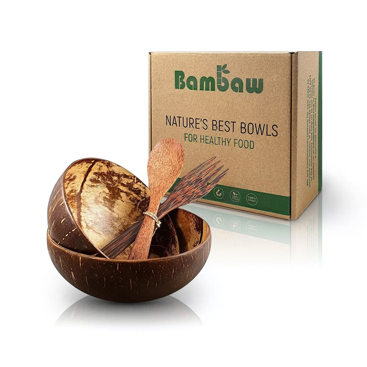 Set de 2 bols en  noix coco + couverts