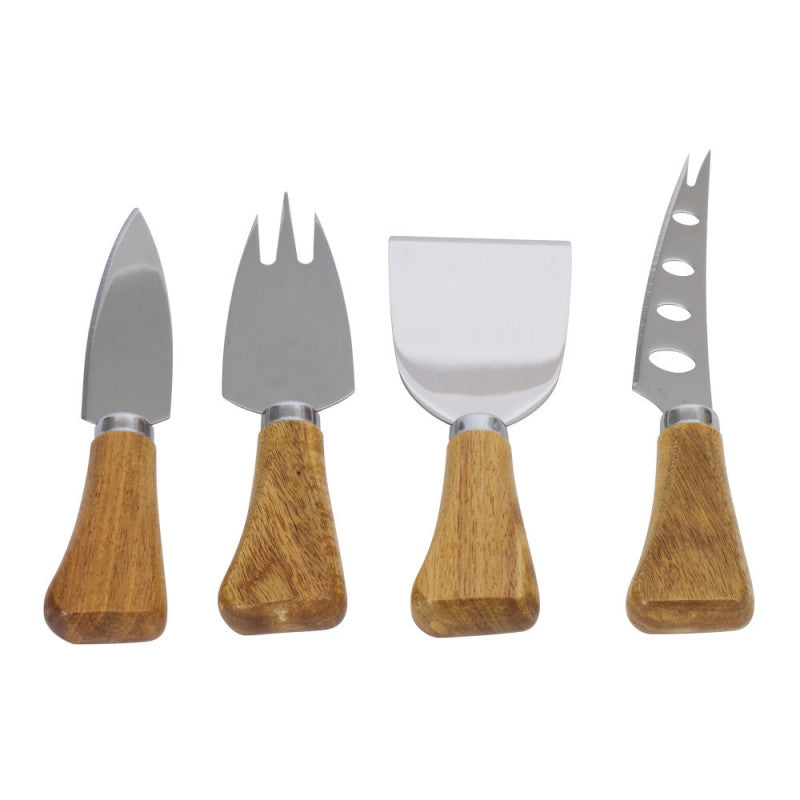 Coffret service fromage 4 couverts de service bois et inox