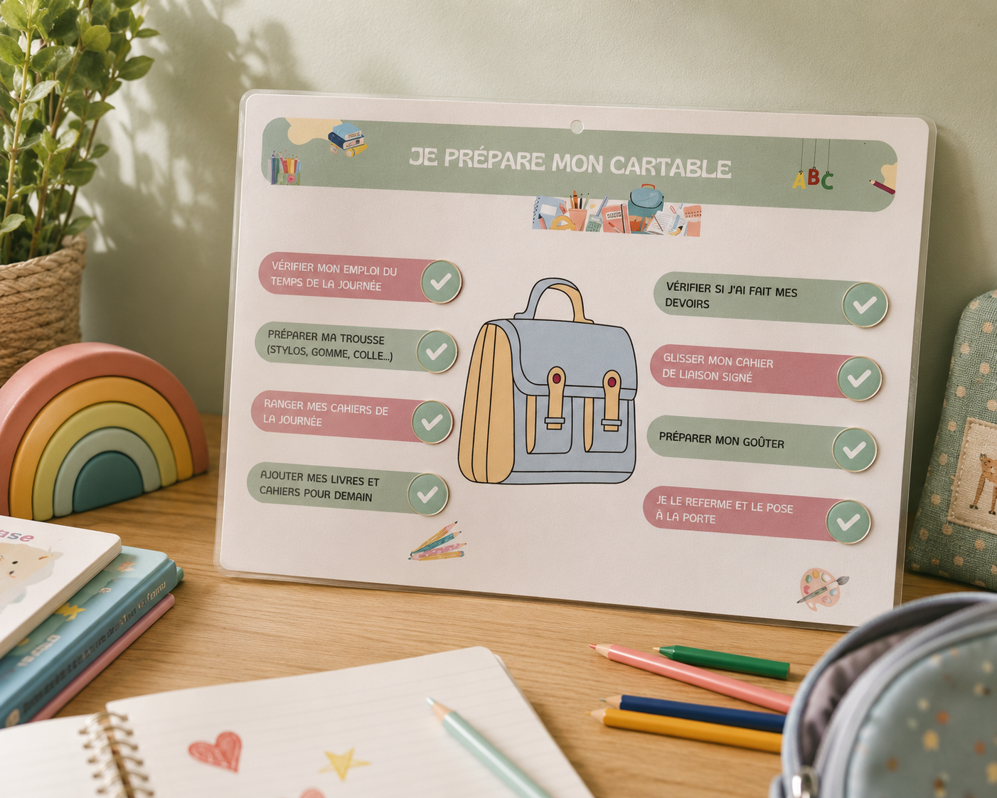 J'apprends à préparer mon cartable