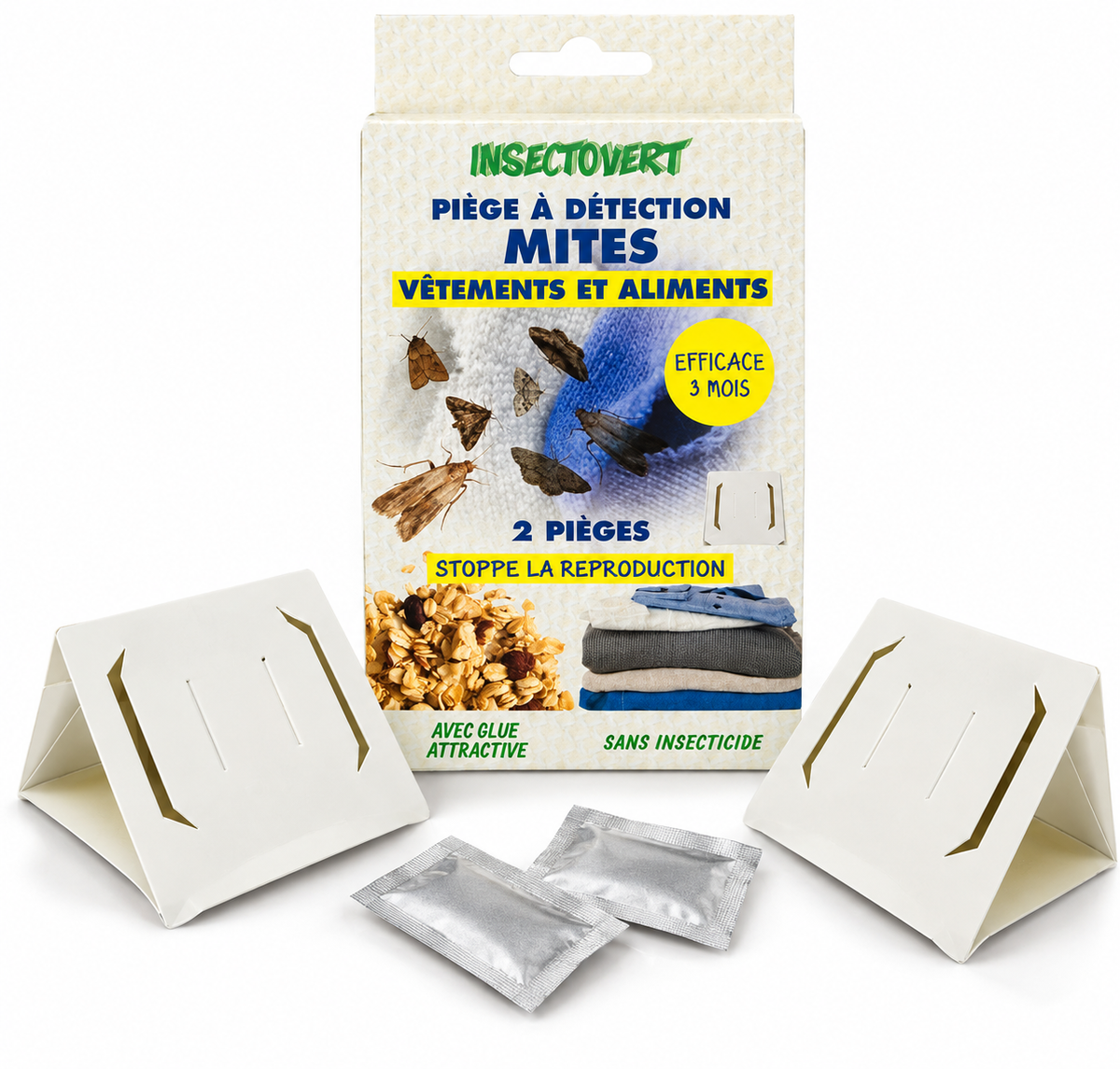 Piège à mites alimentaires et vêtements Insectovert – Lot de 2