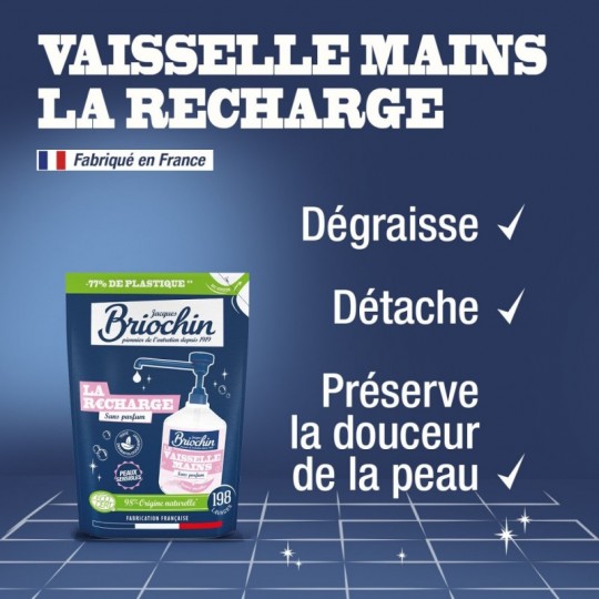 Recharge Liquide Vaisselle & Mains Peaux Sensibles – Briochin 450 ml