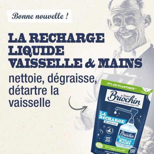 Recharge Liquide Vaisselle Mains au Savon Noir & Algues Marines – Briochin 450 ml