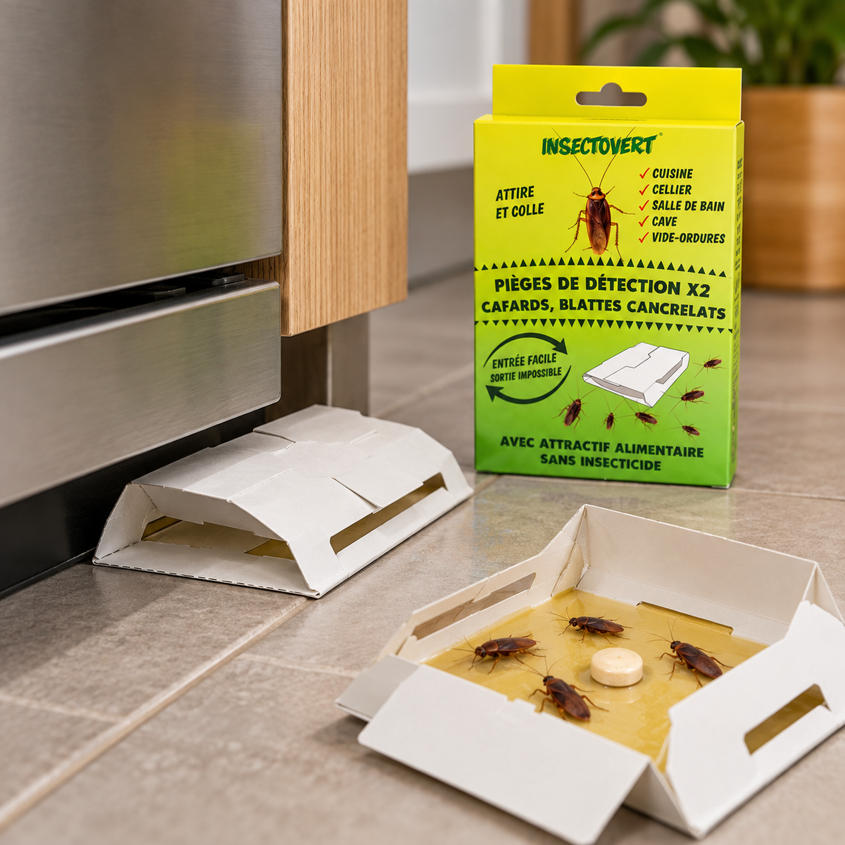Pièges détecteurs de cafards et blattes Insectovert – Lot de 2