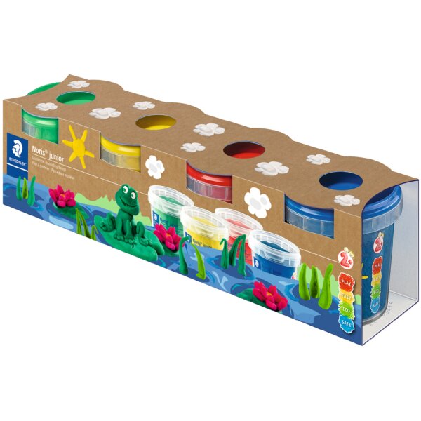 Pâte à modeler STAEDTLER Noris Junior – 4 couleurs de base (4 x 130 g)