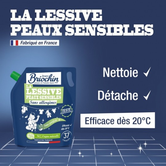 Recharge Lessive Liquide Peaux Sensibles Sans Parfum – 1,7 L BRIOCHIN