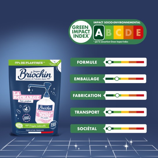 Recharge Liquide Vaisselle & Mains Peaux Sensibles – Briochin 450 ml