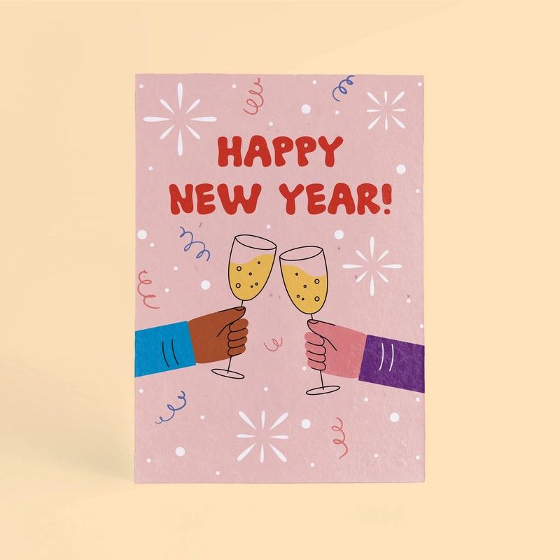 Carte de Bonne Année à planter Happy New Year – Mélange de fleurs