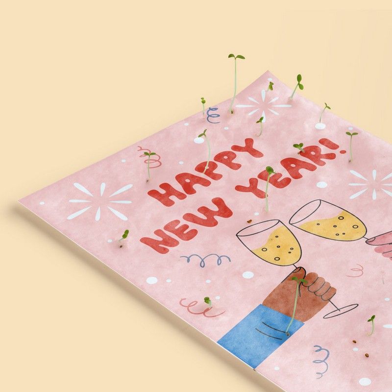 Carte de Bonne Année à planter Happy New Year – Mélange de fleurs