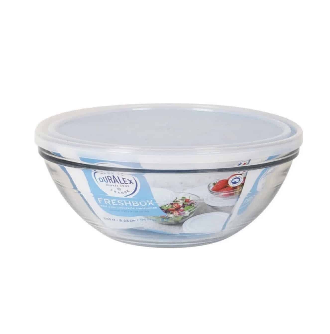 Boîte de conservation blanche en verre rond - 23 cm