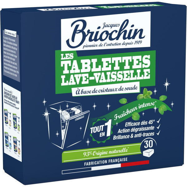 Tablettes lave-vaisselle parfum menthe Ecocert – Jacques Briochin (30 tablettes)