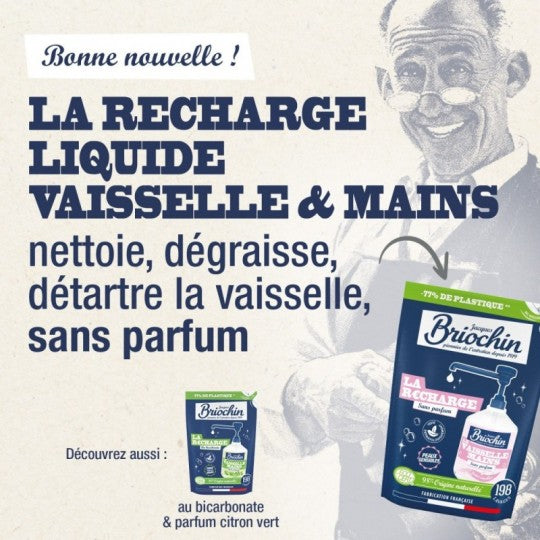 Recharge Liquide Vaisselle & Mains Peaux Sensibles – Briochin 450 ml