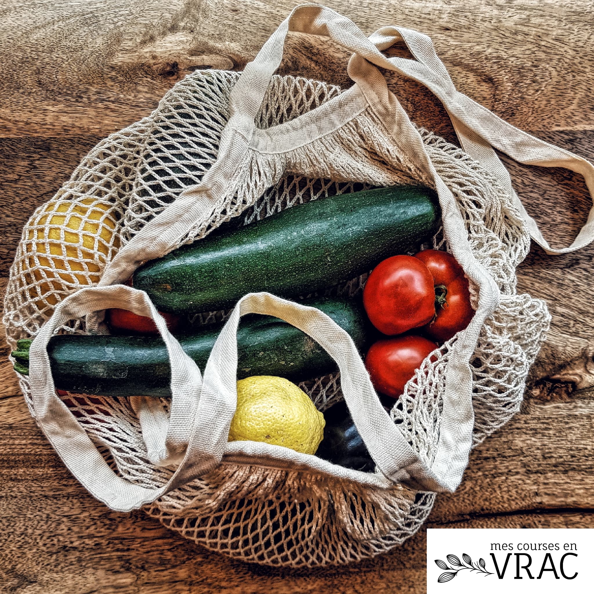 Sac filet, sac à provision grandes anses, filet à provisions légumes