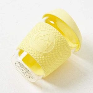 Mug en verre jaune - Mes courses en vrac