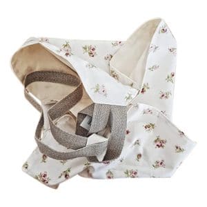 Sac tissu en coton vintage imprimé, sac réutilisable zéro déchet