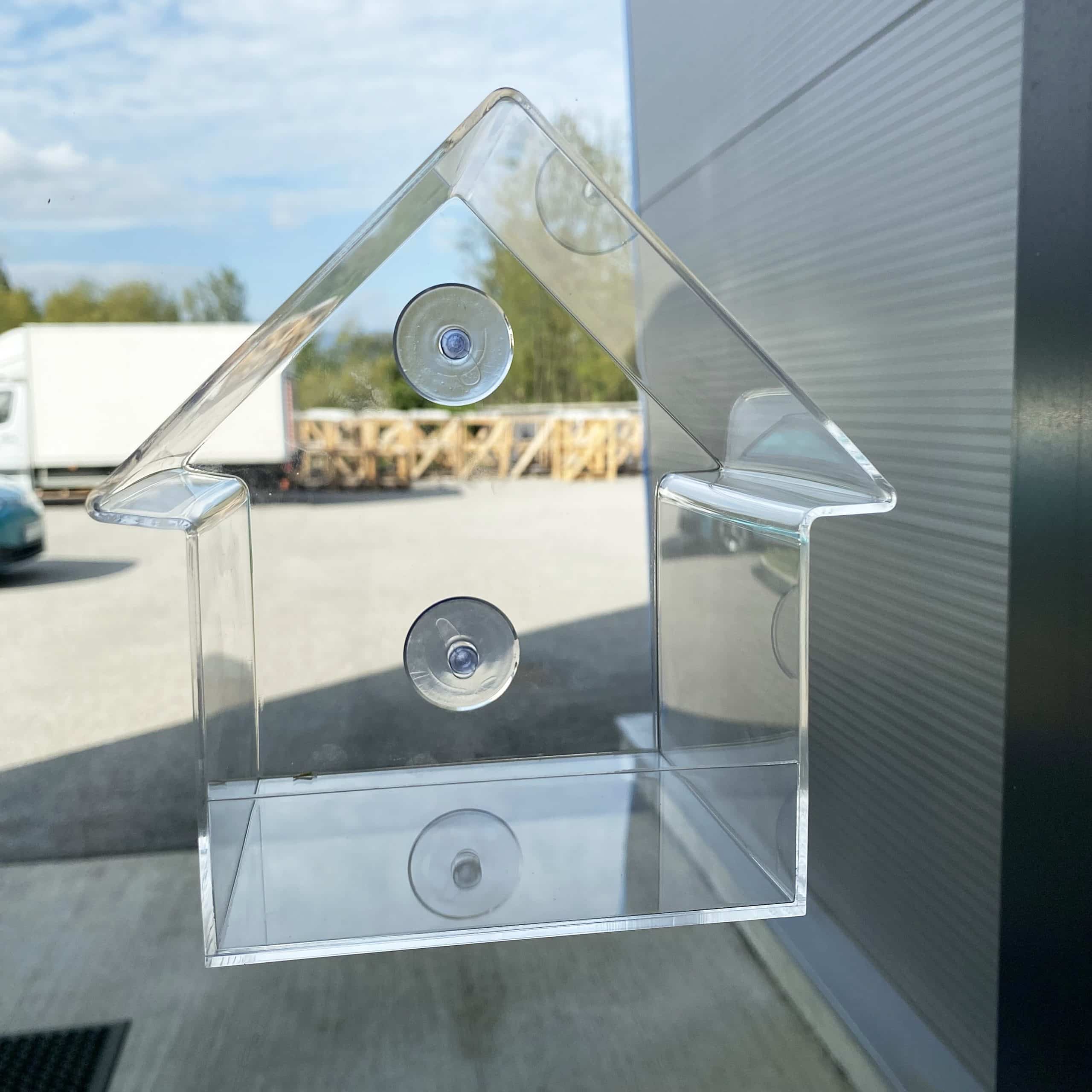 MANGEOIRE,Transparent--Mangeoire à oiseaux en acrylique, fenêtre  transparente, Anti écureuil, avec ventouse puissante, Transparent
