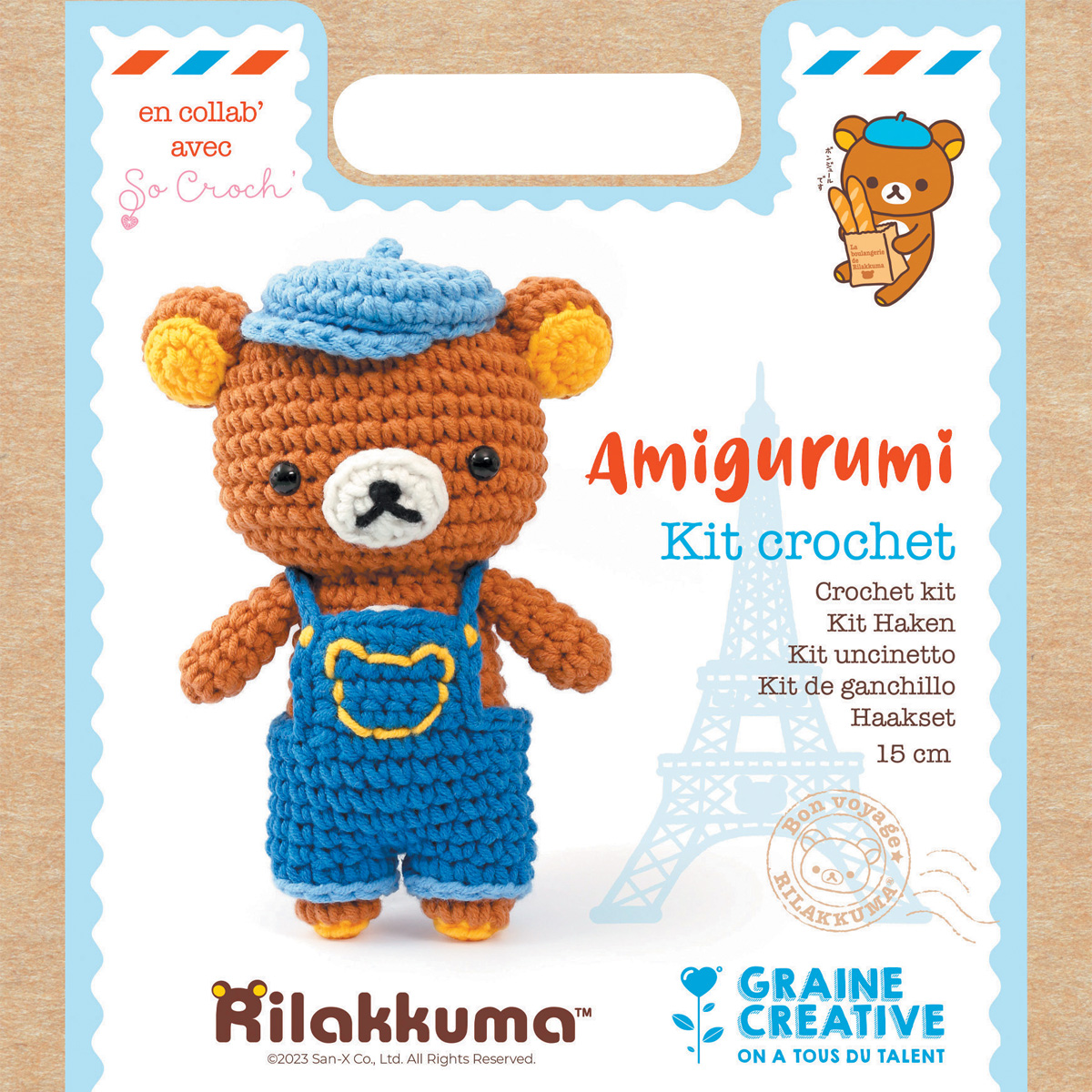 Kit Amigurumi pour confectionner un petit ourson Rilakkuma en crochet