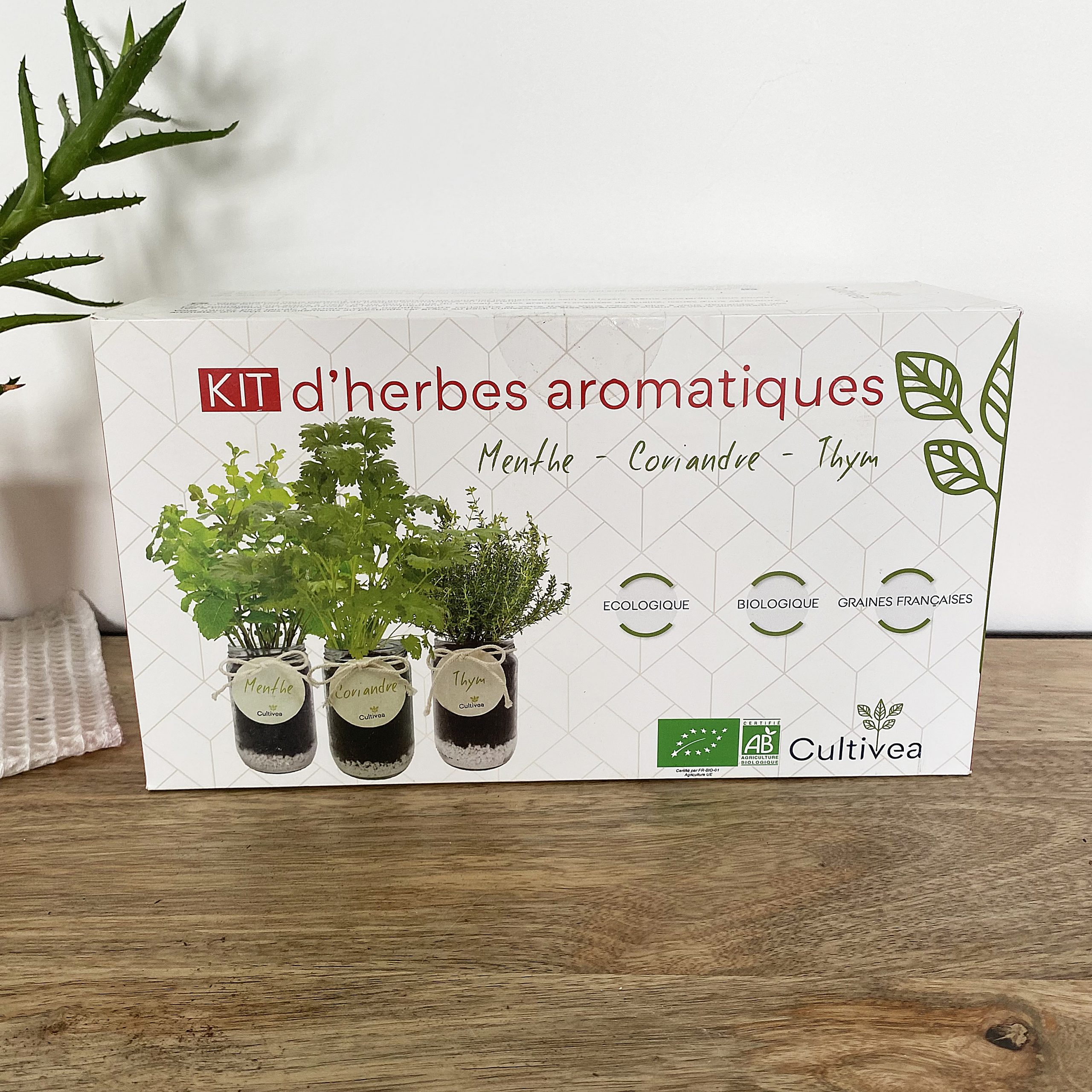 Kit d'herbes aromatiques BIO – (Menthe, Coriandre, Thym) - Mes