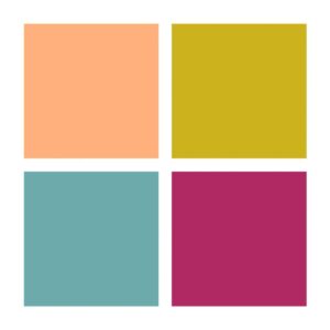 Palette de couleur du kit Fimo slab (saumon, fuchsia, jaune moutarde, teal)