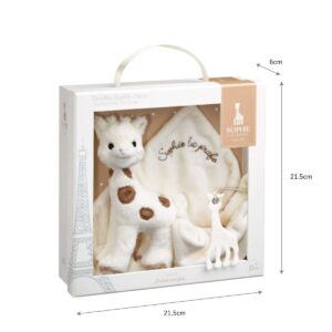Coffret du Doudou Sophie Chérie - Sophie la Girafe avec ses dimensions